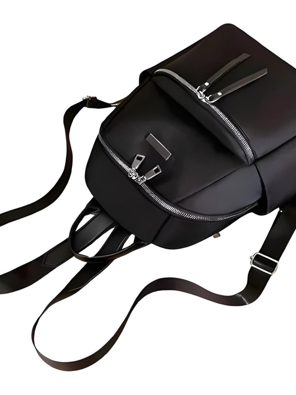Solid Black Oxford Backpack Bag With Anti Theft Pocket & Waterproof Material